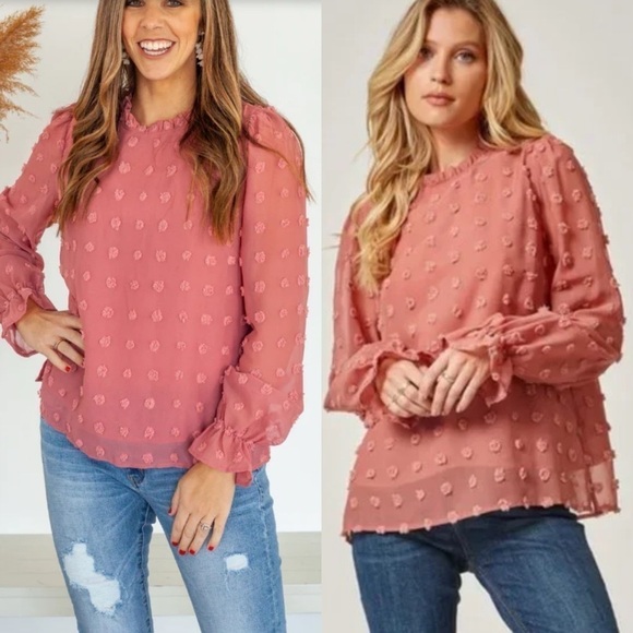 New Boutique Andree by Unit Mauve Pom Pom High Neck Blouse - Picture 11 of 11